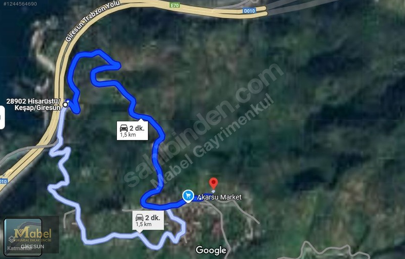 HİSARÜSTÜ KÖY MERKEZİ YOLU CEPHELİ BAHÇE